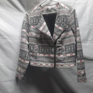 Foxcroft Moto style Off White Red Black zip front jacket PL
